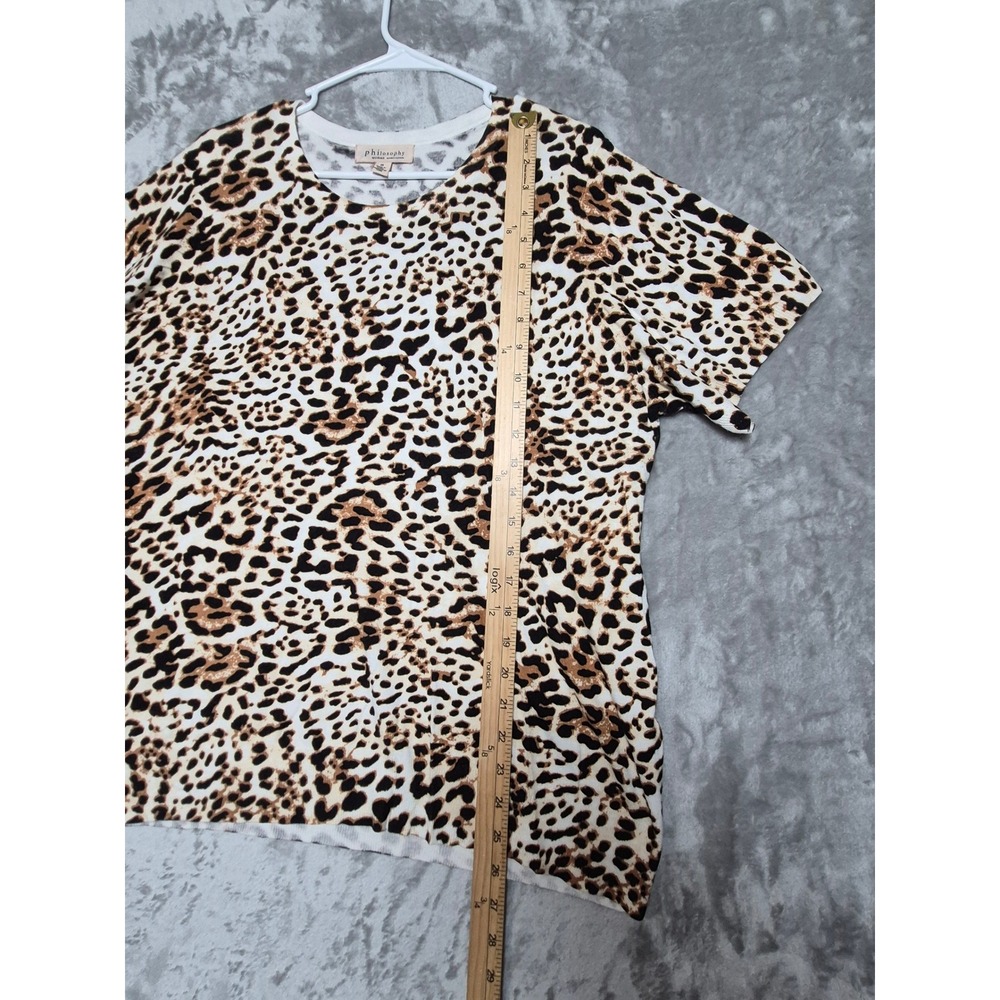 Philosophy Republic Clothing Leopard Print Knit Top Womens 2X Short Sleeve Tan - Picture 6 of 7